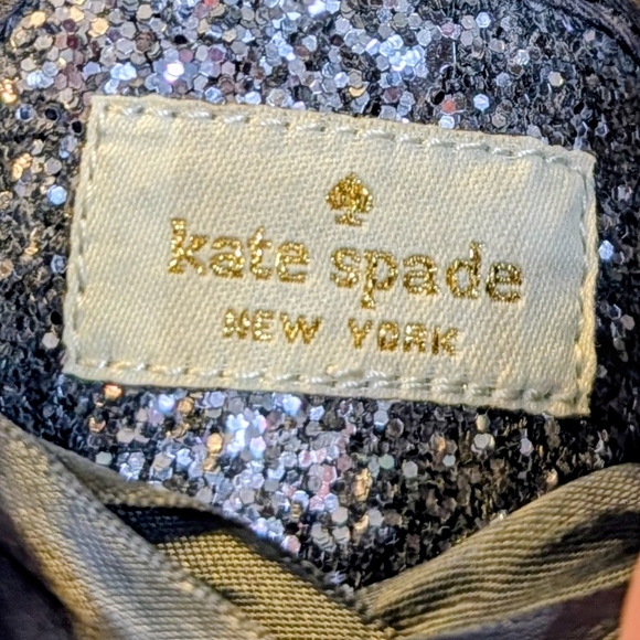 Kate Spade Keds Champion Glitter Sneaker Pewter Coquette Charm Maximalist Bridal - Picture 7 of 12